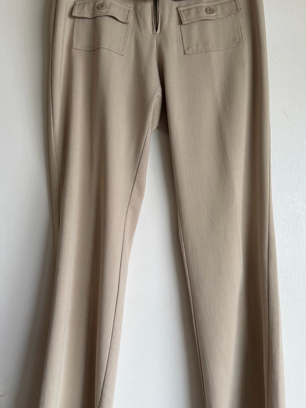 Vintage Women's Beige Utility Chinos - Tailored Straight Leg